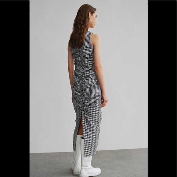 Zara Gngham Midi Dress XS Black White - Picture 7 of 9